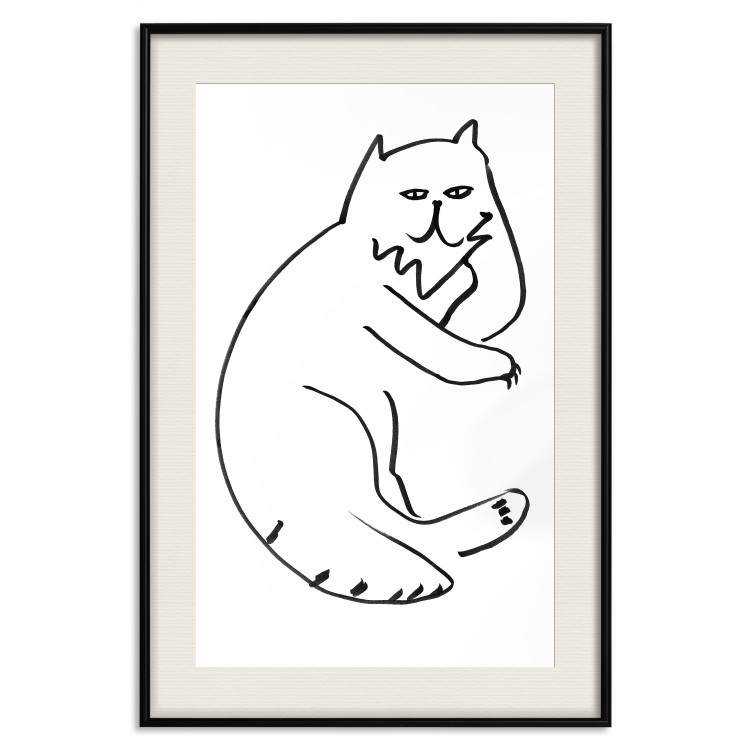 Wall Poster Cat's Relaxation - black and white simple composition with animal line art 119252 additionalImage 18