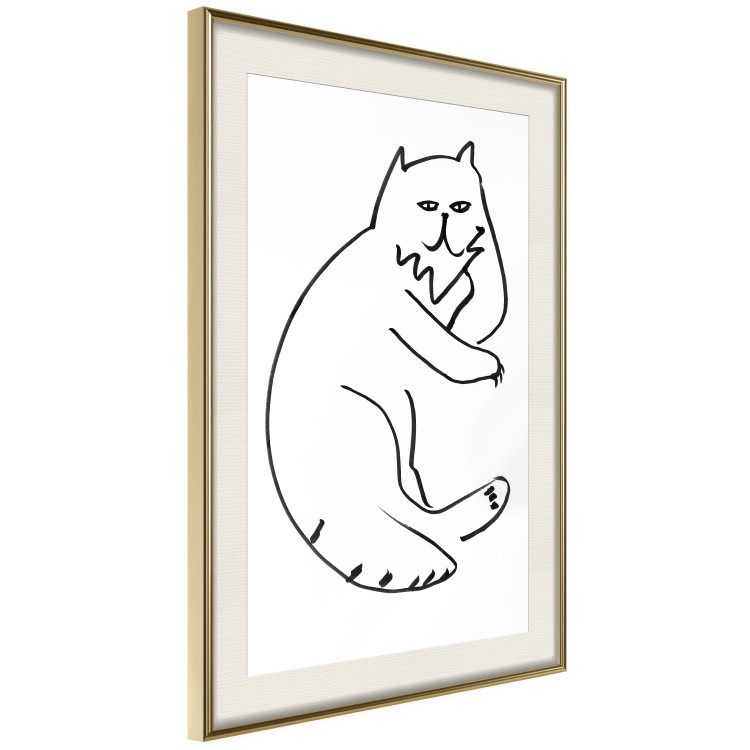 Wall Poster Cat's Relaxation - black and white simple composition with animal line art 119252 additionalImage 2