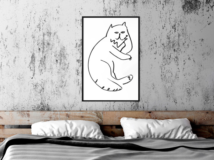 Wall Poster Cat's Relaxation - black and white simple composition with animal line art 119252 additionalImage 5