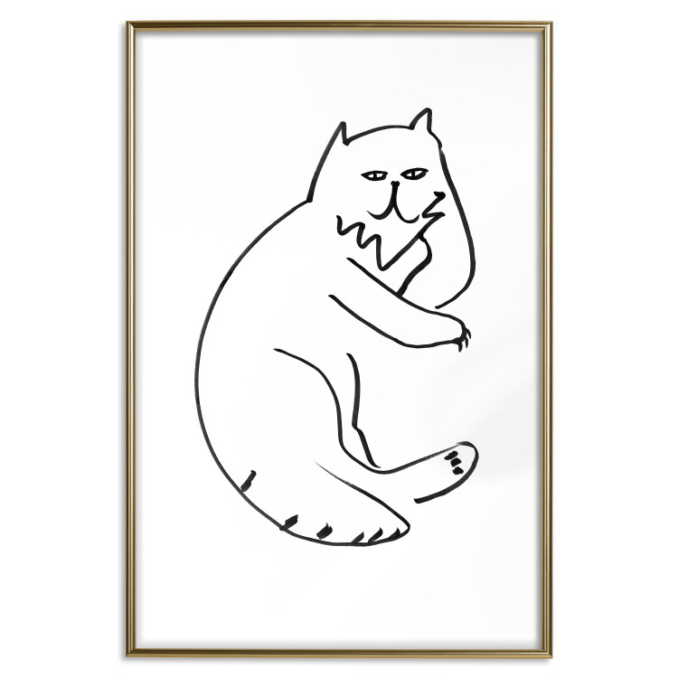 Wall Poster Cat's Relaxation - black and white simple composition with animal line art 119252 additionalImage 16