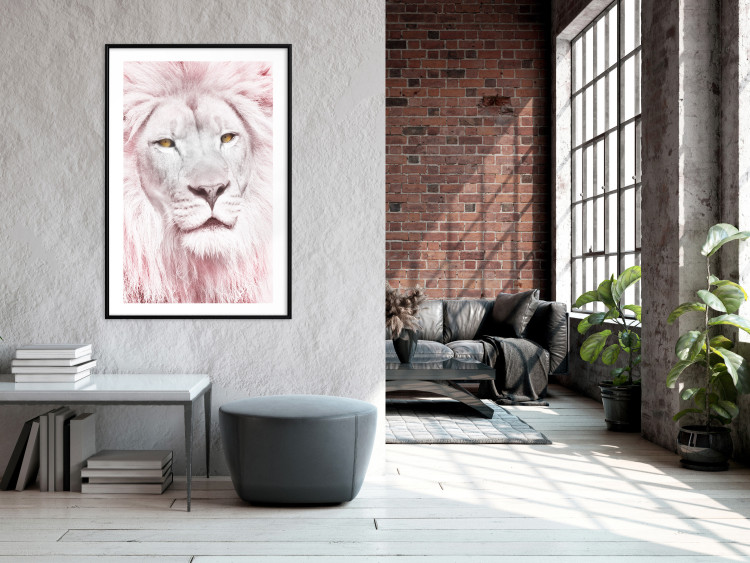 Wall Poster Beauty in Strength - reddened white lion portrait with yellow eyes 123052 additionalImage 12