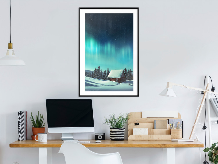 Wall Poster Dawn and Blue Nights - winter landscape of snow-covered cottage 124452 additionalImage 6