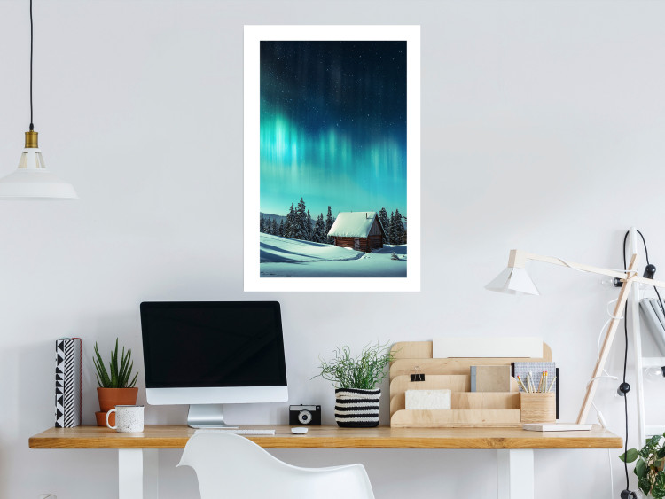 Wall Poster Dawn and Blue Nights - winter landscape of snow-covered cottage 124452 additionalImage 4