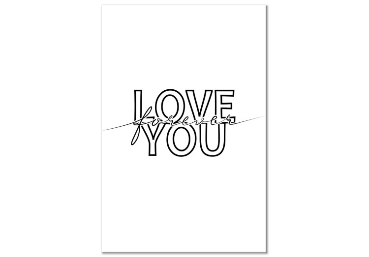 Canvas Art Print Black English sign Love you forever - composition on white background 125252