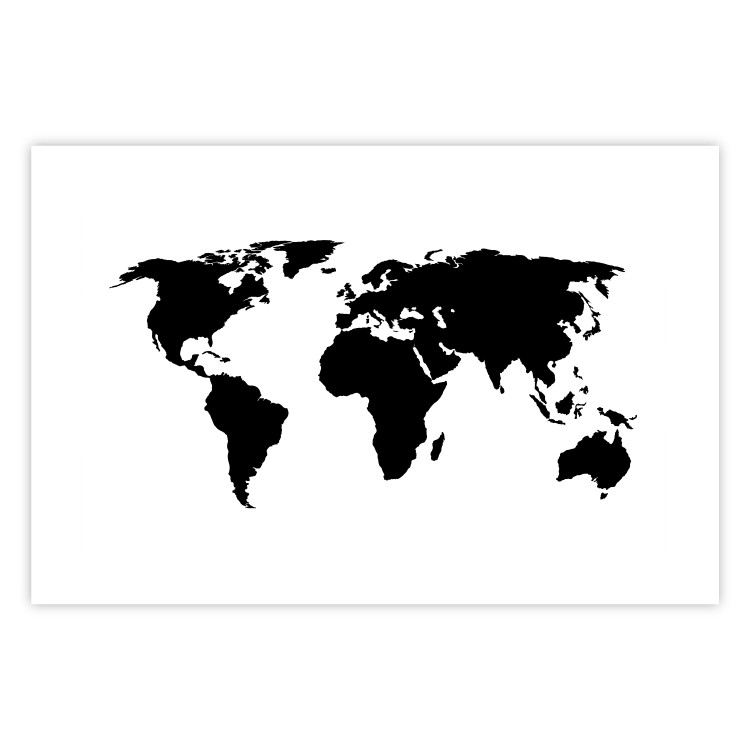 Wall Poster Continents - black map of the whole world on a contrasting white background 125452 additionalImage 19