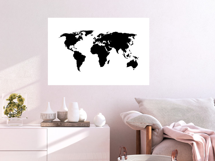 Wall Poster Continents - black map of the whole world on a contrasting white background 125452 additionalImage 9