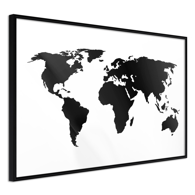 Wall Poster Continents - black map of the whole world on a contrasting white background 125452 additionalImage 2