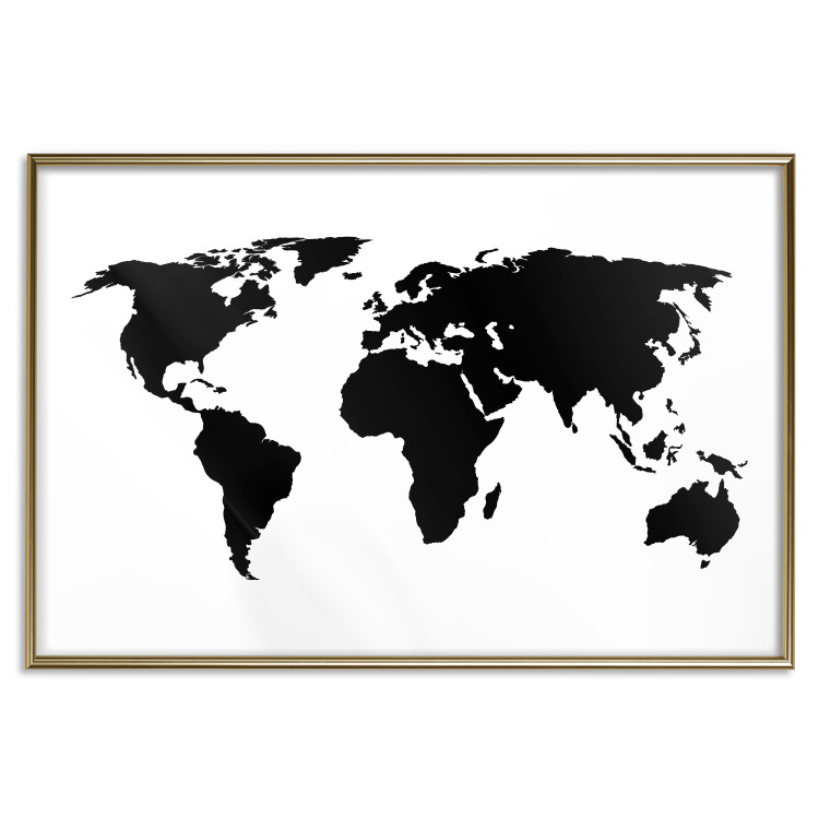 Wall Poster Continents - black map of the whole world on a contrasting white background 125452 additionalImage 16