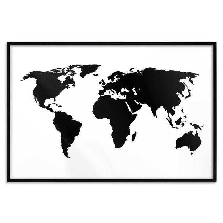 Wall Poster Continents - black map of the whole world on a contrasting white background 125452 additionalImage 18