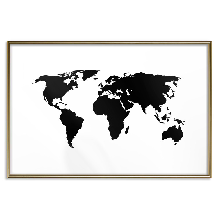 Wall Poster Continents - black map of the whole world on a contrasting white background 125452 additionalImage 14