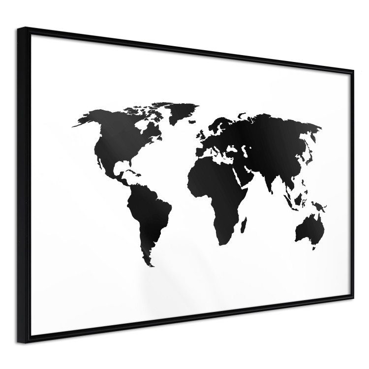 Wall Poster Continents - black map of the whole world on a contrasting white background 125452 additionalImage 3