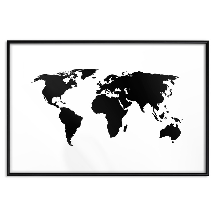 Wall Poster Continents - black map of the whole world on a contrasting white background 125452 additionalImage 15