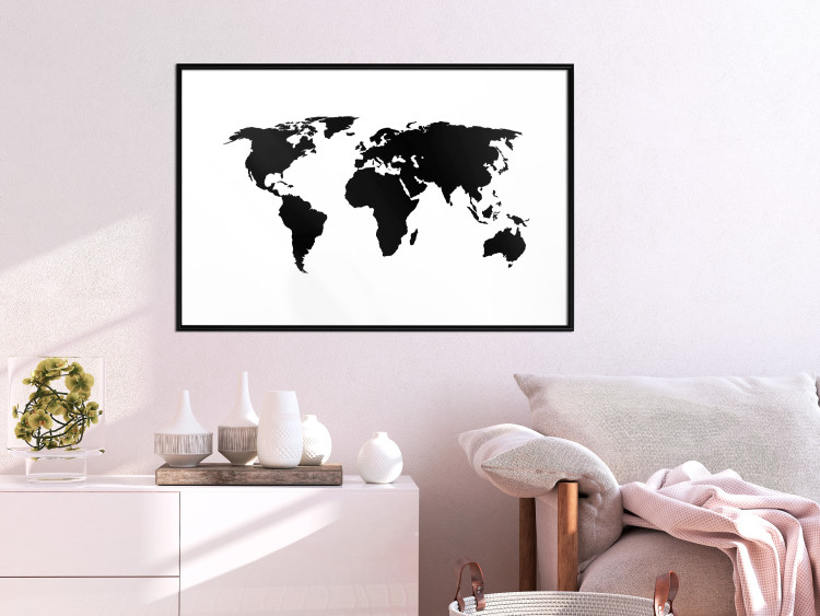 Wall Poster Continents - black map of the whole world on a contrasting white background 125452 additionalImage 10