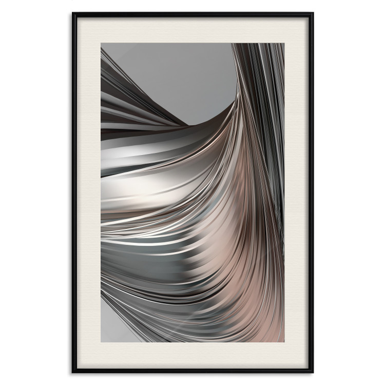 Poster Before the Storm - abstract composition of gray waves on uniform background 127852 additionalImage 19
