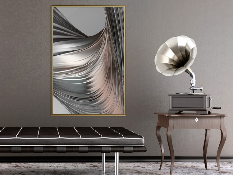 Poster Before the Storm - abstract composition of gray waves on uniform background 127852 additionalImage 7