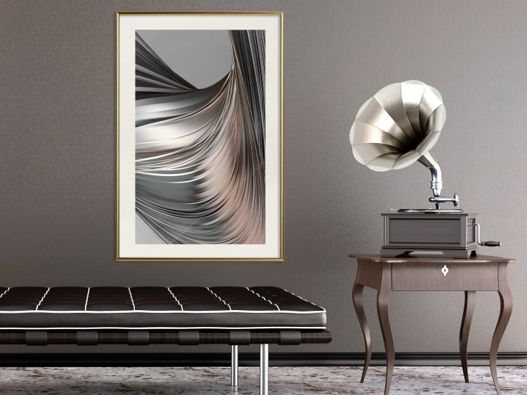 Poster Before the Storm - abstract composition of gray waves on uniform background 127852 additionalImage 22