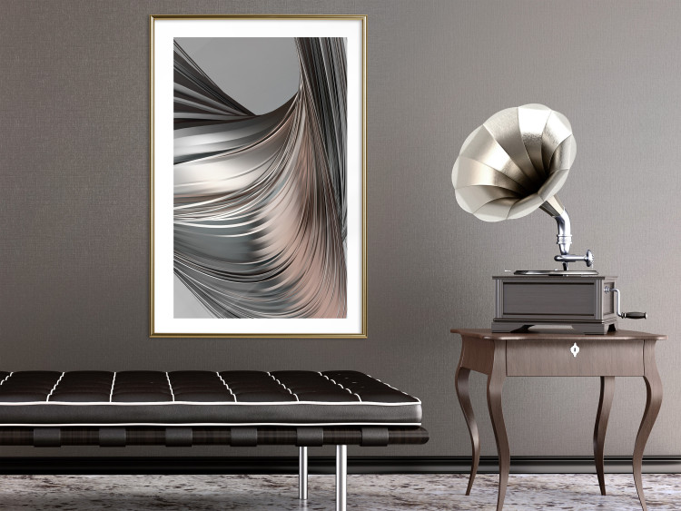Poster Before the Storm - abstract composition of gray waves on uniform background 127852 additionalImage 15