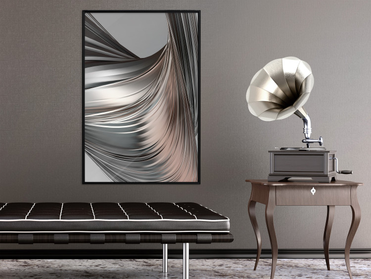Poster Before the Storm - abstract composition of gray waves on uniform background 127852 additionalImage 6