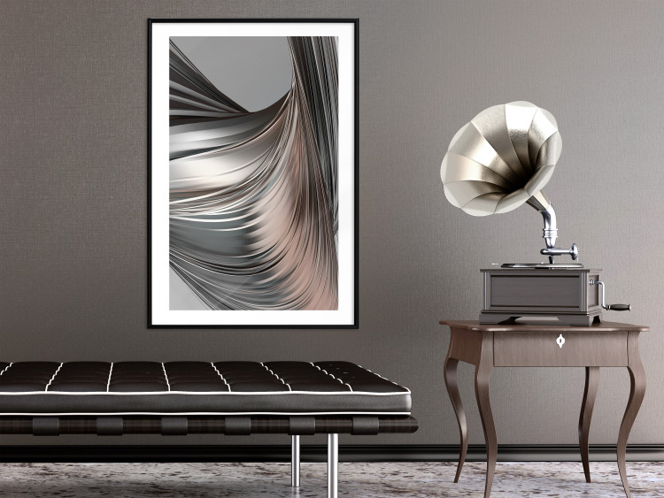 Poster Before the Storm - abstract composition of gray waves on uniform background 127852 additionalImage 23