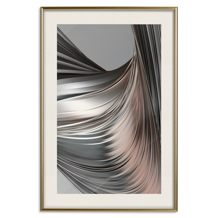 Poster Before the Storm - abstract composition of gray waves on uniform background 127852 additionalImage 20