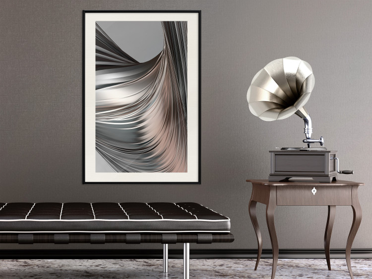 Poster Before the Storm - abstract composition of gray waves on uniform background 127852 additionalImage 24