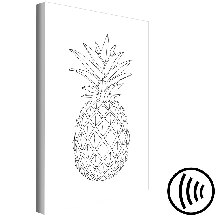 Canvas Print Black pineapple contours - minimalistic drawing on a white background 128352 additionalImage 6