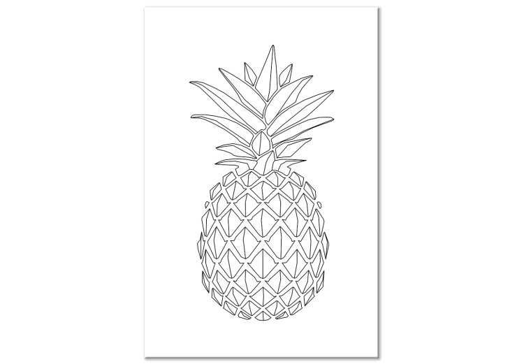 Canvas Print Black pineapple contours - minimalistic drawing on a white background 128352
