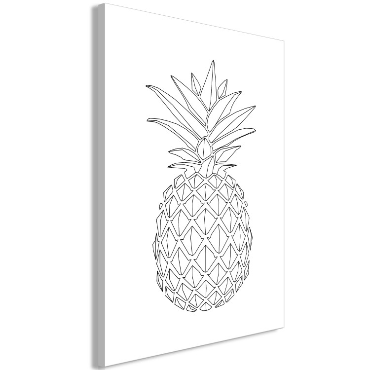 Canvas Print Black pineapple contours - minimalistic drawing on a white background 128352 additionalImage 2