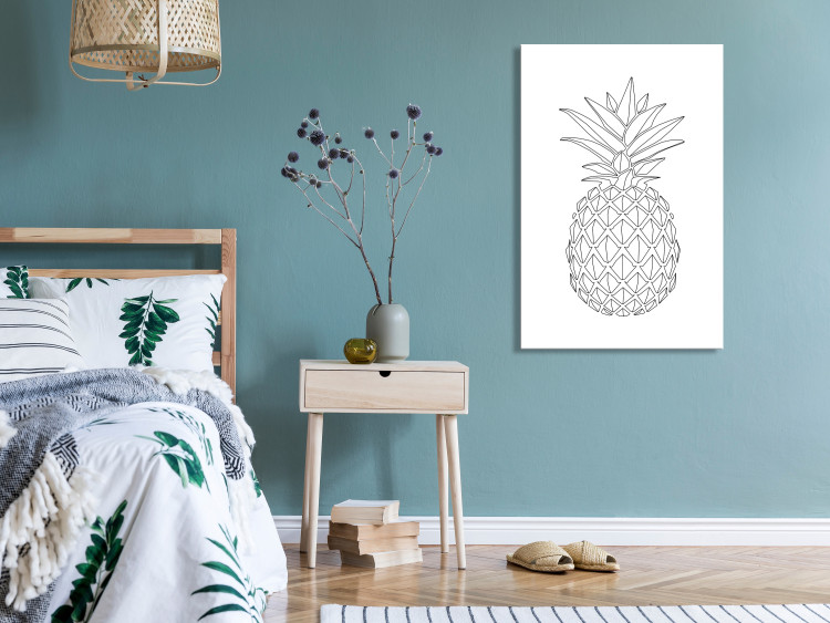 Canvas Print Black pineapple contours - minimalistic drawing on a white background 128352 additionalImage 3