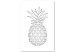 Canvas Print Black pineapple contours - minimalistic drawing on a white background 128352