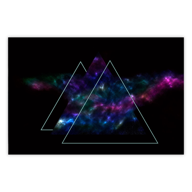 Poster Cosmic Mirror - geometric abstraction in triangles on a dark background 129152