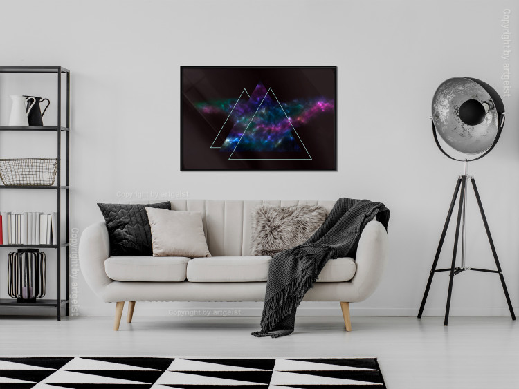 Poster Cosmic Mirror - geometric abstraction in triangles on a dark background 129152 additionalImage 4