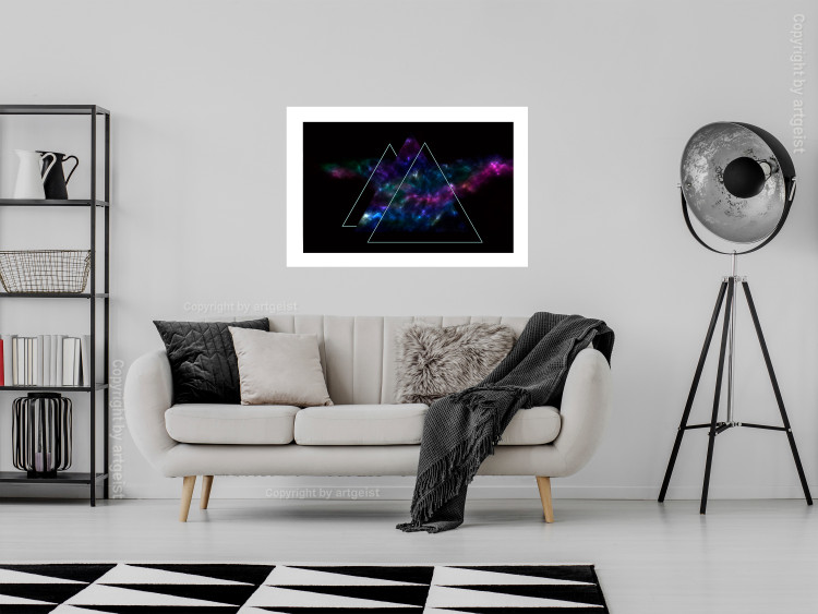 Poster Cosmic Mirror - geometric abstraction in triangles on a dark background 129152 additionalImage 3