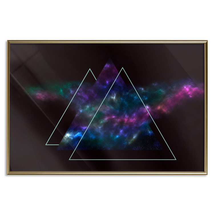 Poster Cosmic Mirror - geometric abstraction in triangles on a dark background 129152 additionalImage 17