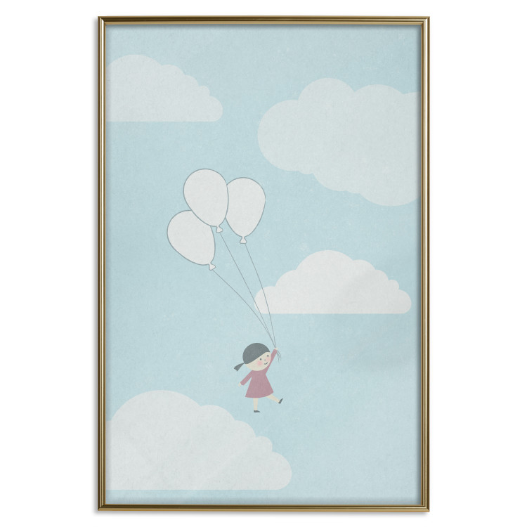 Poster Dreamy Adventure - girl with balloons against sky with clouds 130552 additionalImage 17