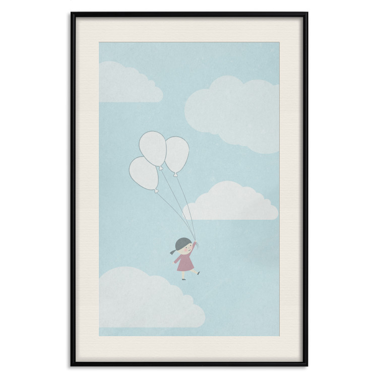 Poster Dreamy Adventure - girl with balloons against sky with clouds 130552 additionalImage 19