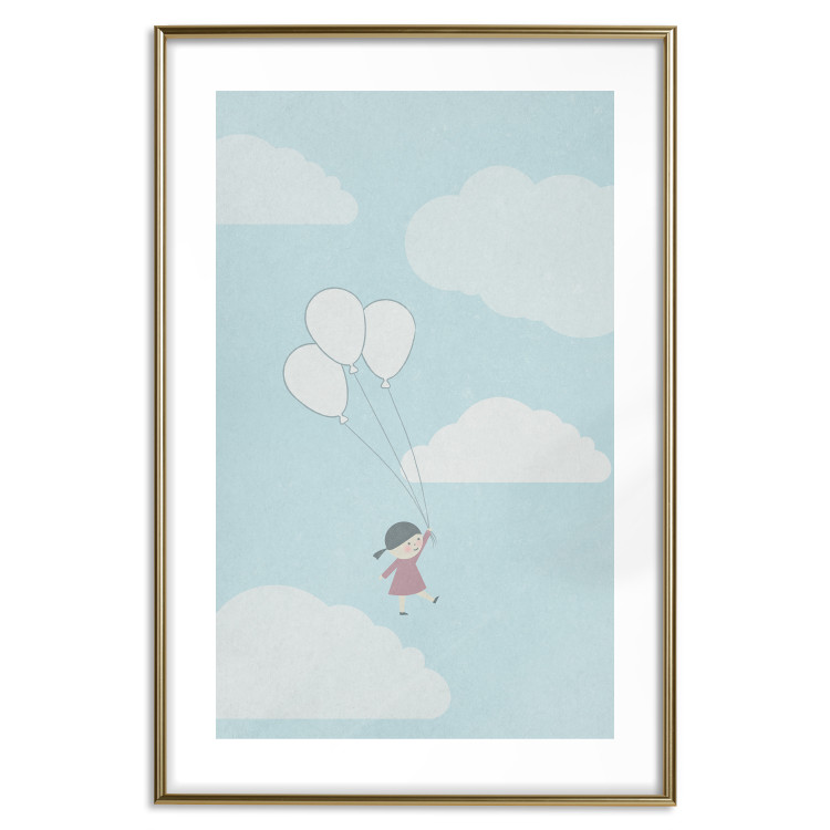 Poster Dreamy Adventure - girl with balloons against sky with clouds 130552 additionalImage 14