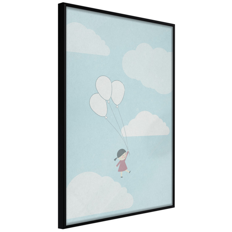 Poster Dreamy Adventure - girl with balloons against sky with clouds 130552 additionalImage 2