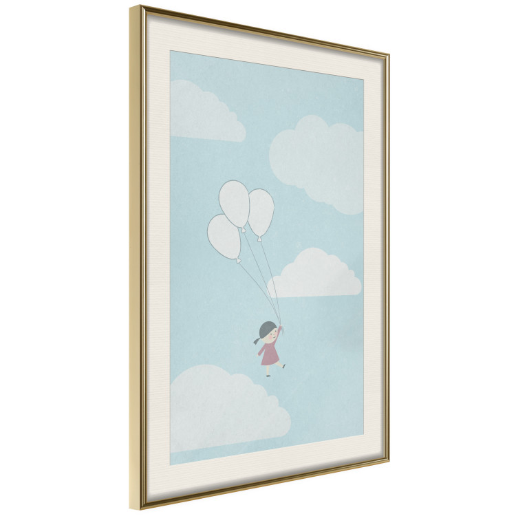 Poster Dreamy Adventure - girl with balloons against sky with clouds 130552 additionalImage 4