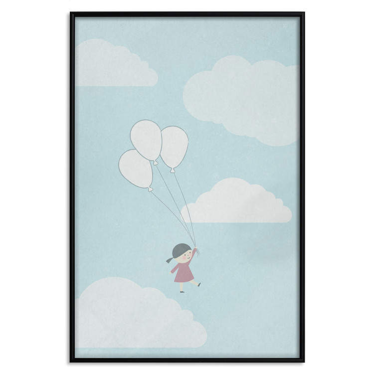 Poster Dreamy Adventure - girl with balloons against sky with clouds 130552 additionalImage 18