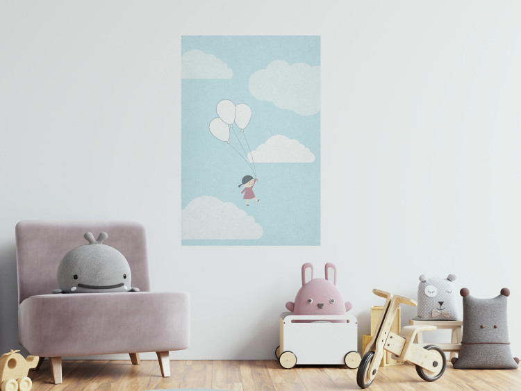 Poster Dreamy Adventure - girl with balloons against sky with clouds 130552 additionalImage 12