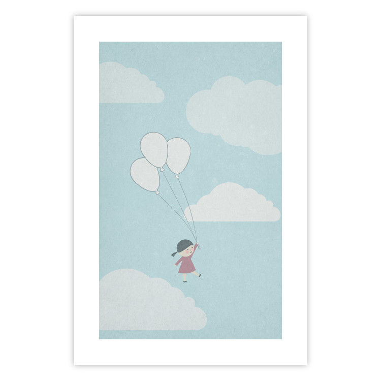 Poster Dreamy Adventure - girl with balloons against sky with clouds 130552 additionalImage 25