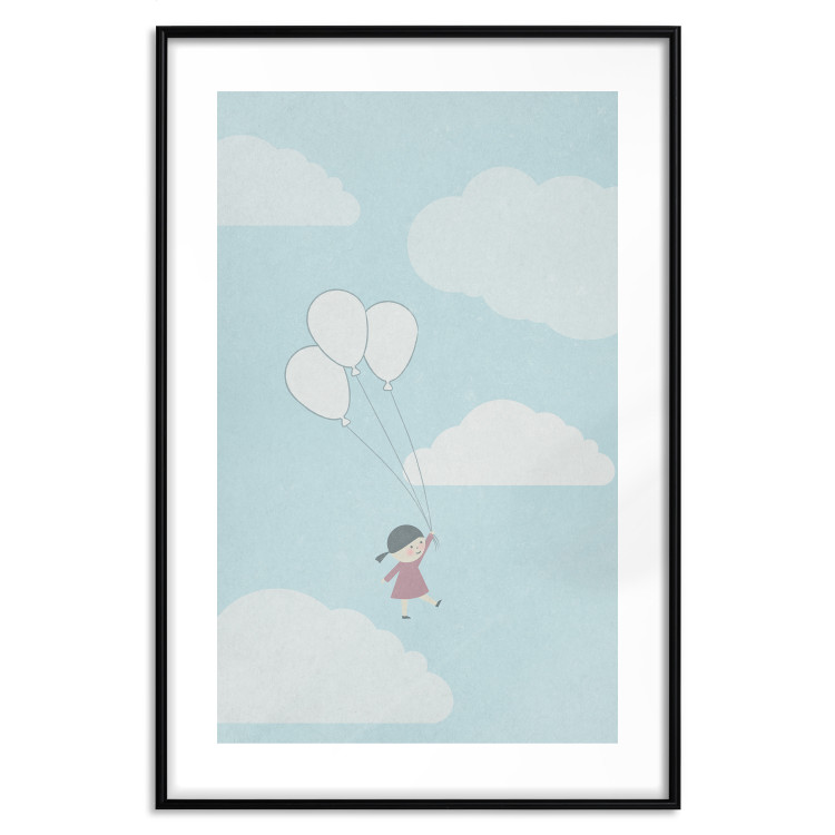 Poster Dreamy Adventure - girl with balloons against sky with clouds 130552 additionalImage 17