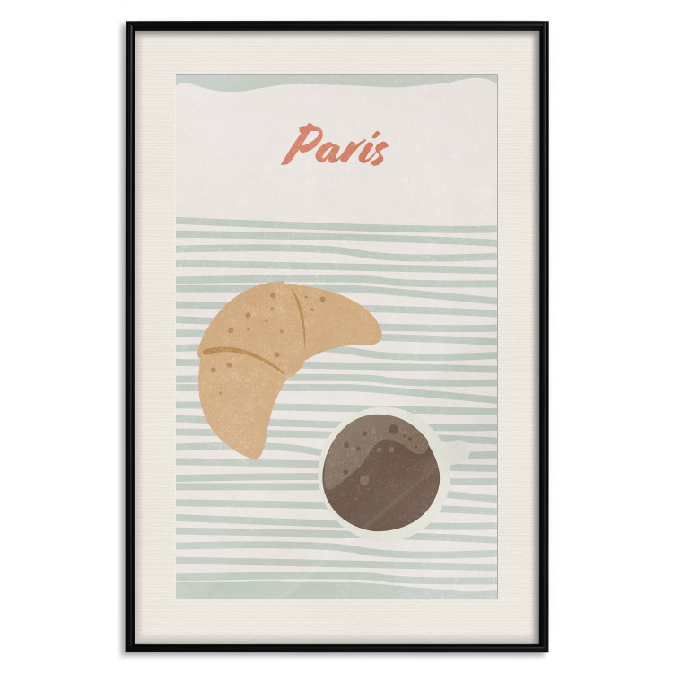Wall Poster Parisian Breakfast - text and coffee with croissant in a light composition 131952 additionalImage 19
