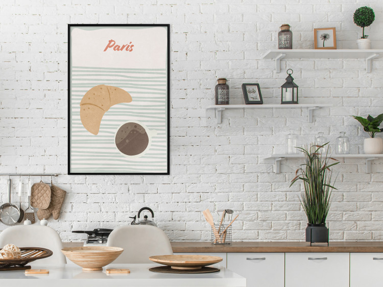 Wall Poster Parisian Breakfast - text and coffee with croissant in a light composition 131952 additionalImage 6