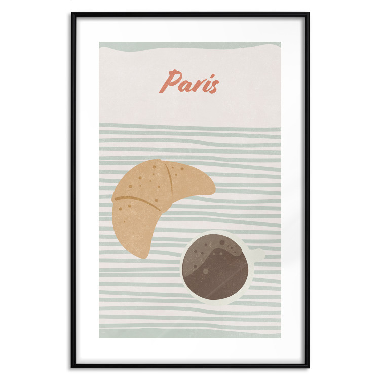 Wall Poster Parisian Breakfast - text and coffee with croissant in a light composition 131952 additionalImage 15