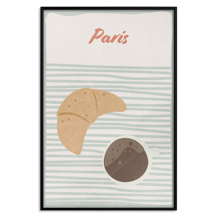 Wall Poster Parisian Breakfast - text and coffee with croissant in a light composition 131952 additionalImage 18