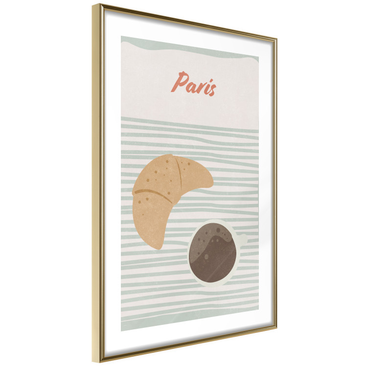 Wall Poster Parisian Breakfast - text and coffee with croissant in a light composition 131952 additionalImage 9