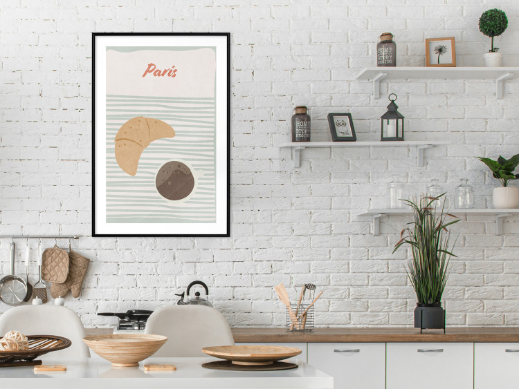 Wall Poster Parisian Breakfast - text and coffee with croissant in a light composition 131952 additionalImage 23