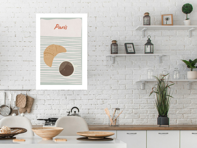 Wall Poster Parisian Breakfast - text and coffee with croissant in a light composition 131952 additionalImage 3